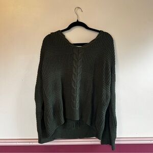 No Boundaries Dark Green V-Neck Sweater